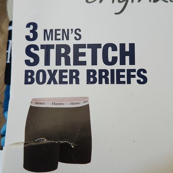 Hanes Men's 3 Pack Boxer Briefs Size 2XL Blue Camo Solid Blue & Tan Breathable - Picture 3 of 7